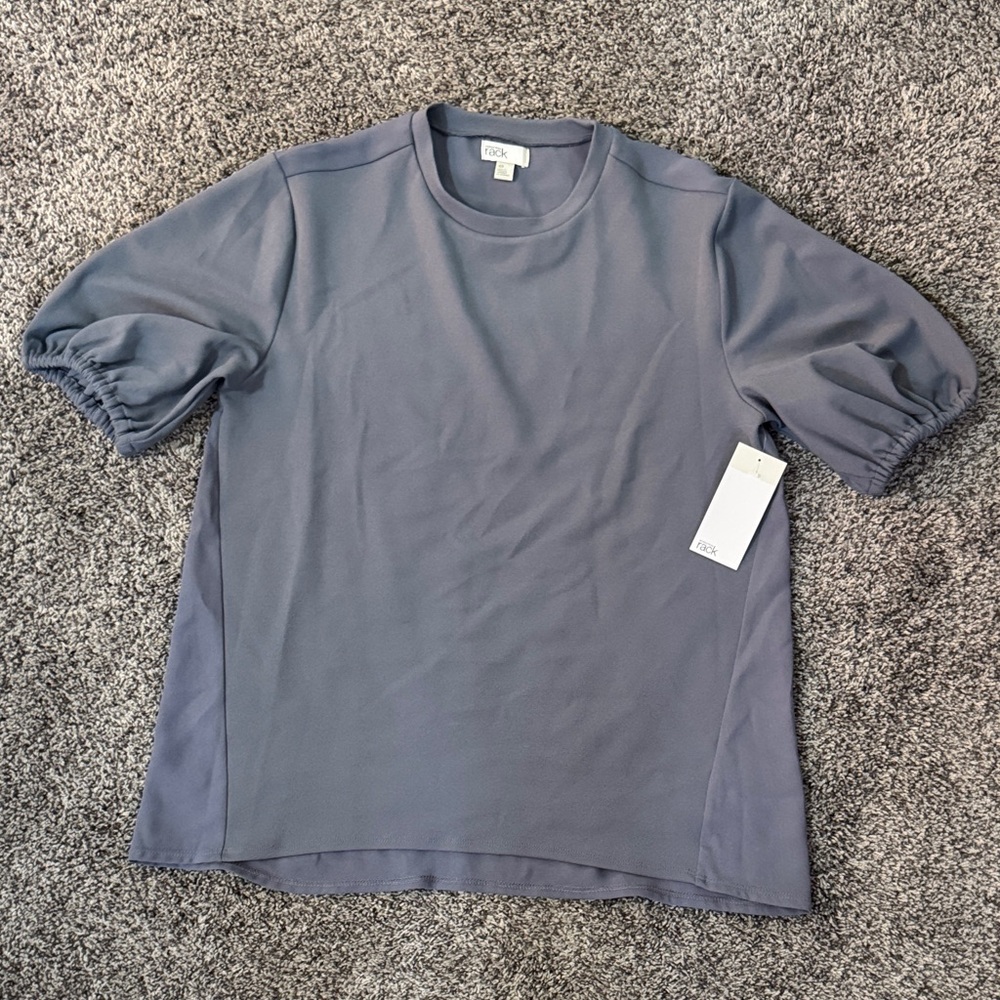 NWT Women's Slate Blue Puff Sleeve Blouse size xs